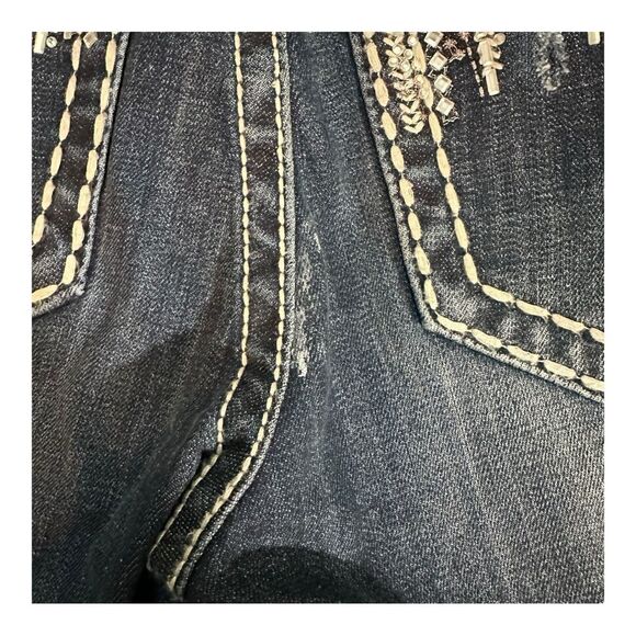 Miss Me Embellished Distressed Mid Rise Easy Skinny Jeans Sz 27 - Picture 12 of 15
